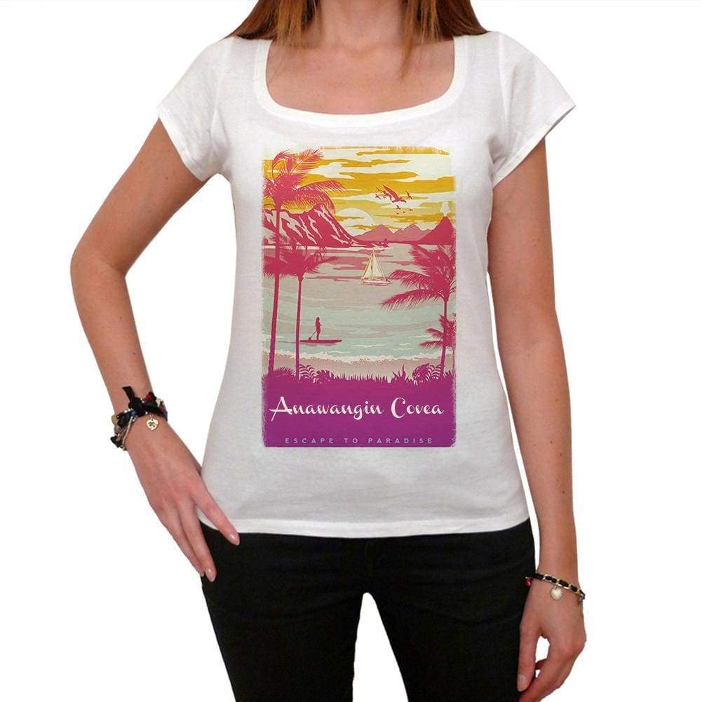 Anawangin Covea Escape To Paradise Womens Short Sleeve Round Neck T-Shirt 00280 - White / Xs - Casual