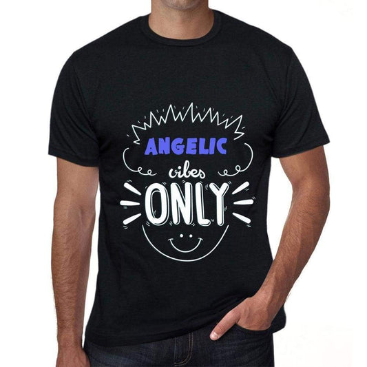 Angelic Vibes Only Black Mens Short Sleeve Round Neck T-Shirt Gift T-Shirt 00299 - Black / S - Casual