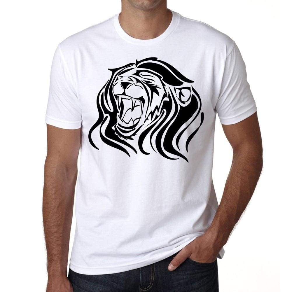 Angry Lion Head Tattoo 1 Mens White Tee 100% Cotton 00162