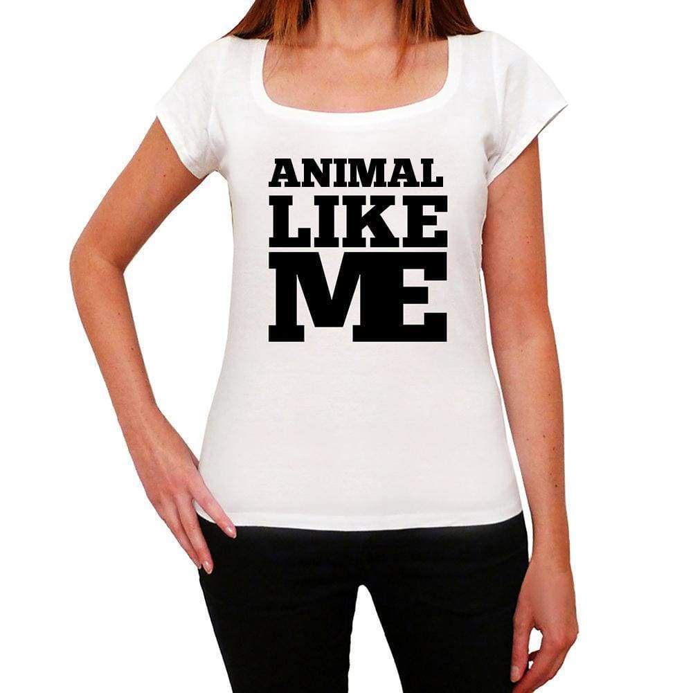 Animal Like Me White Womens Short Sleeve Round Neck T-Shirt 00056 - White / Xs - Casual