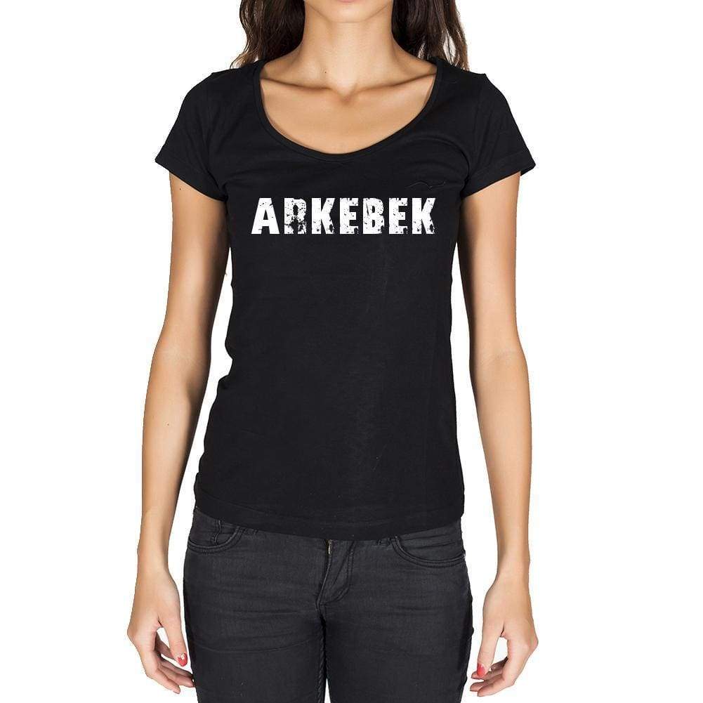 Arkebek German Cities Black Womens Short Sleeve Round Neck T-Shirt 00002 - Casual