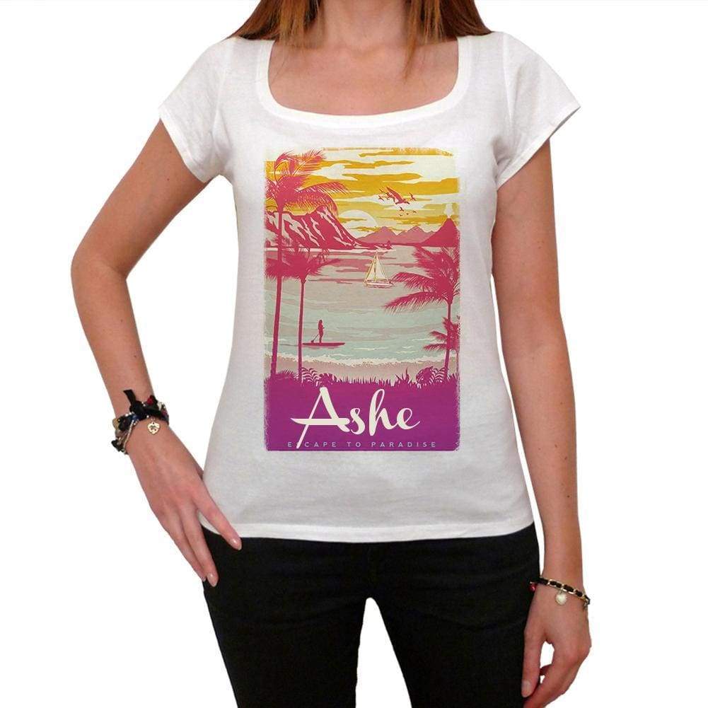 Ashe Escape To Paradise Womens Short Sleeve Round Neck T-Shirt 00280 - White / Xs - Casual