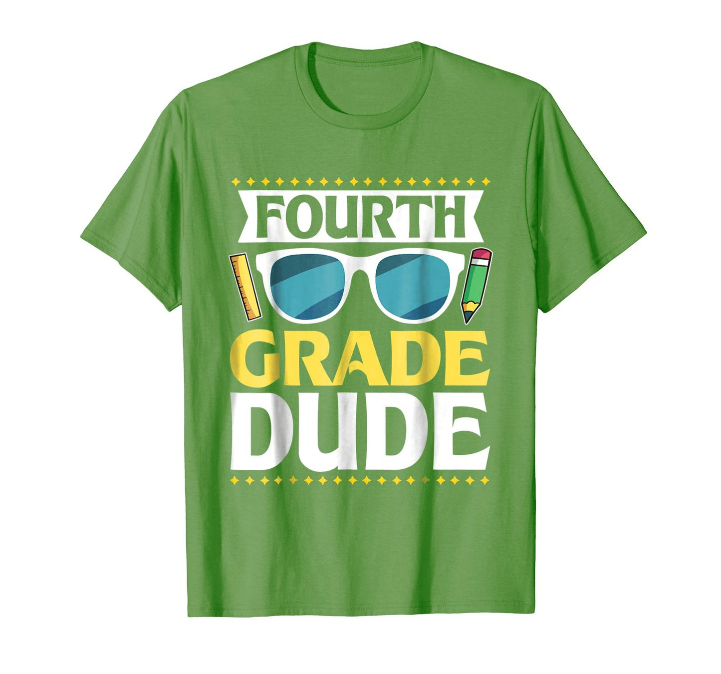 Graphic T-Shirt Colorful Stars Rule Pencil Glasses Fourth Grade Dude Tee