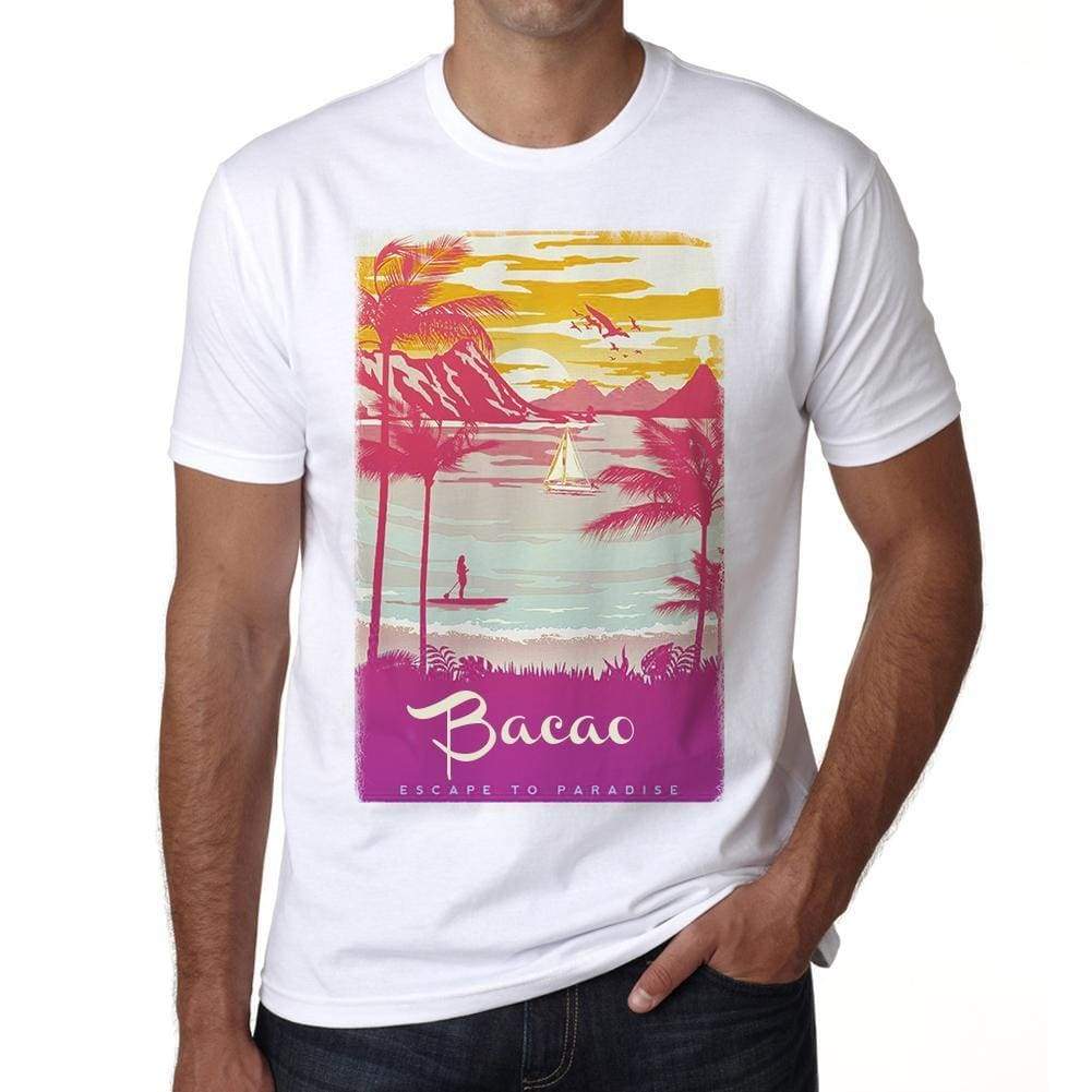 Bacao Escape To Paradise White Mens Short Sleeve Round Neck T-Shirt 00281 - White / S - Casual