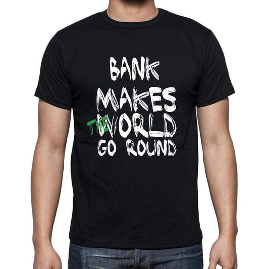 Bank World Goes Round Mens Short Sleeve Round Neck T-Shirt 00082 - Black / S - Casual