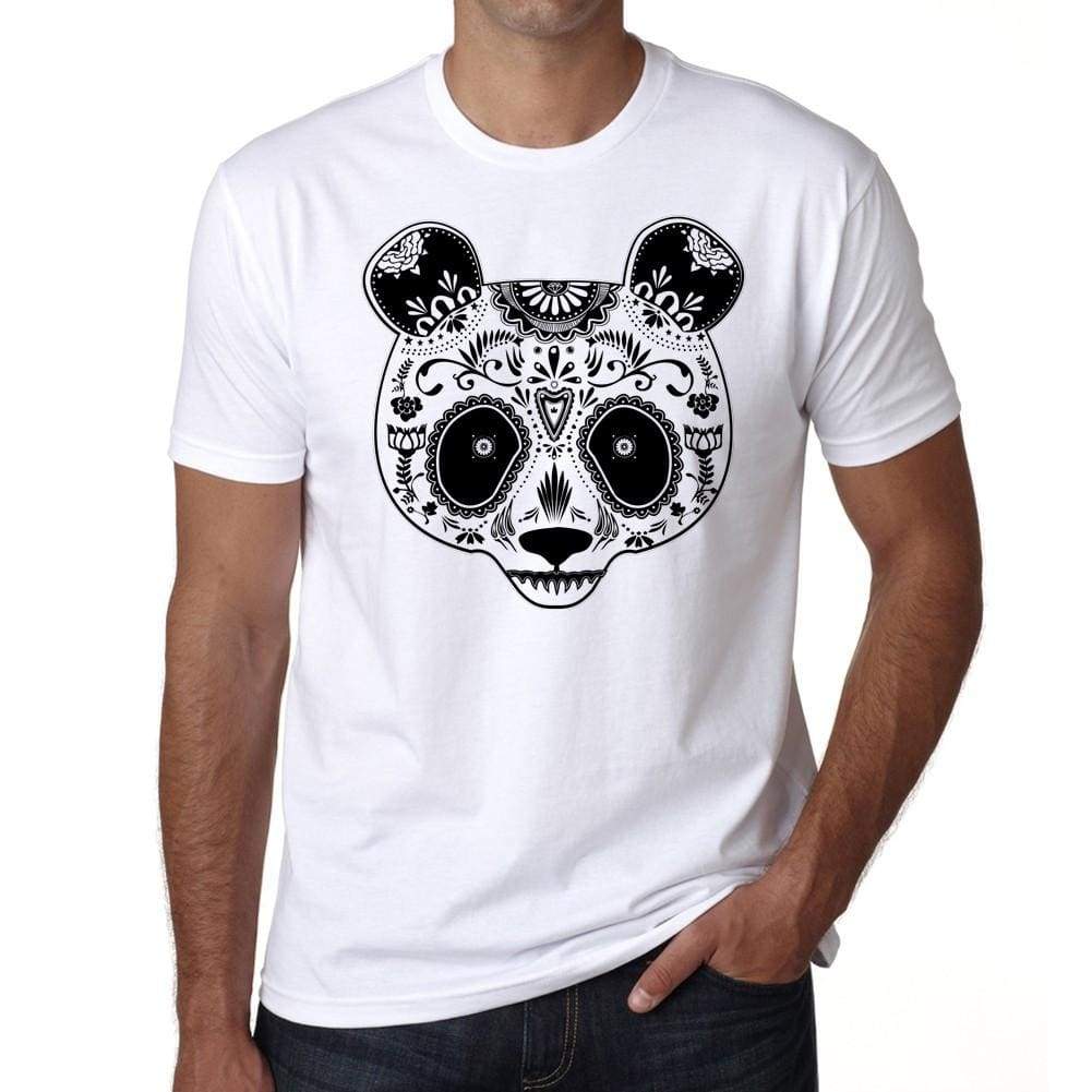 Bear Skull Mens White Tee 100% Cotton 00187