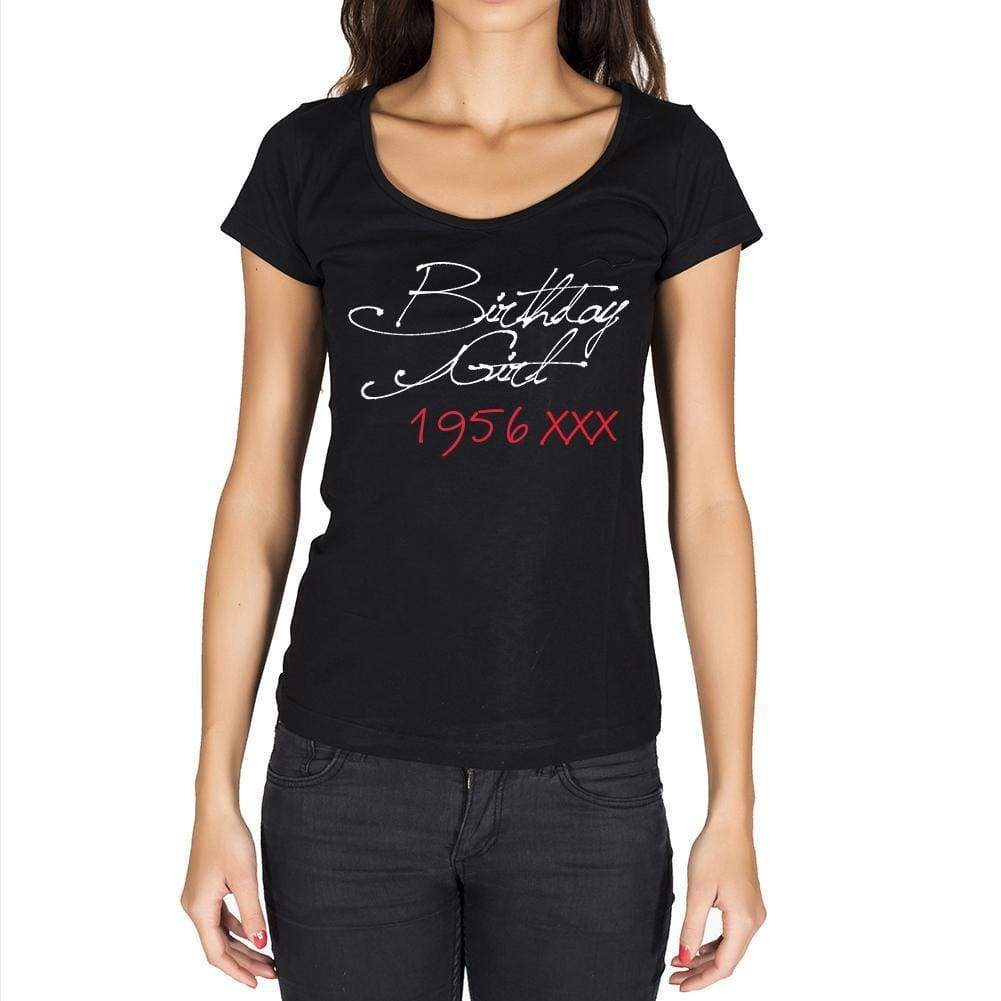 Birthday Girl 1956 Black Womens Short Sleeve Round Neck T-Shirt 00099 - Black / Xs - Casual