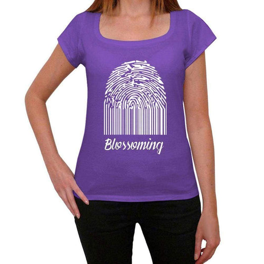 Blossoming Fingerprint Purple Womens Short Sleeve Round Neck T-Shirt Gift T-Shirt 00310 - Purple / Xs - Casual