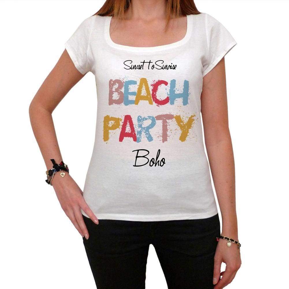 Boho Beach Party White Womens Short Sleeve Round Neck T-Shirt 00276 - White / Xs - Casual