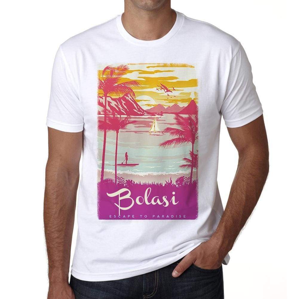 Bolasi Escape To Paradise White Mens Short Sleeve Round Neck T-Shirt 00281 - White / S - Casual