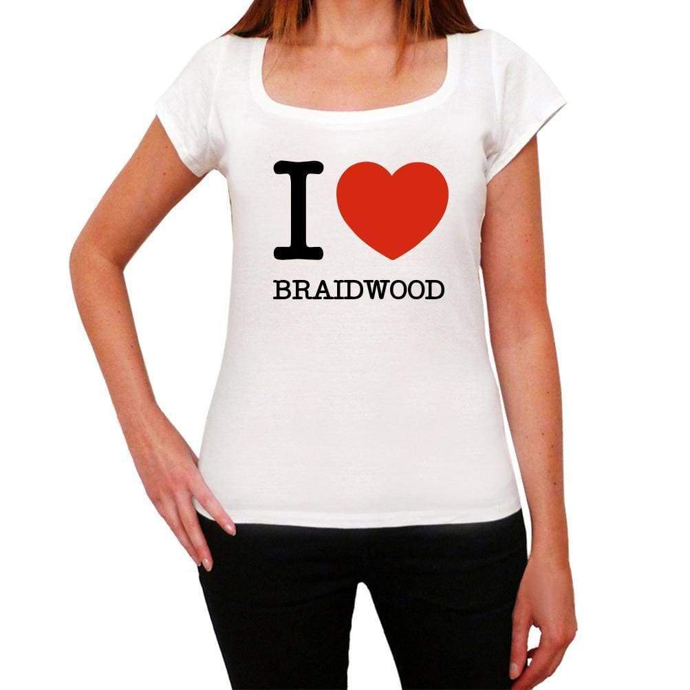 Braidwood I Love Citys White Womens Short Sleeve Round Neck T-Shirt 00012 - White / Xs - Casual