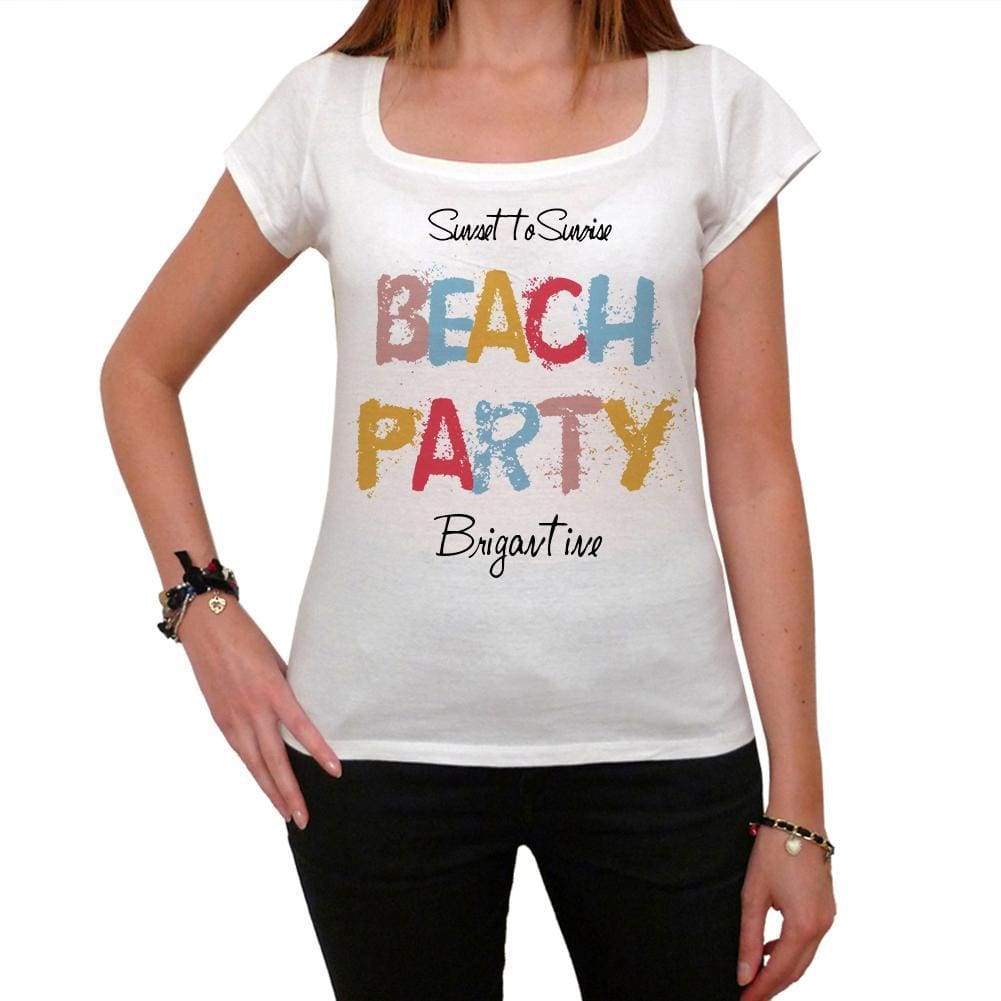 Brigantine Beach Party White Womens Short Sleeve Round Neck T-Shirt 00276 - White / Xs - Casual