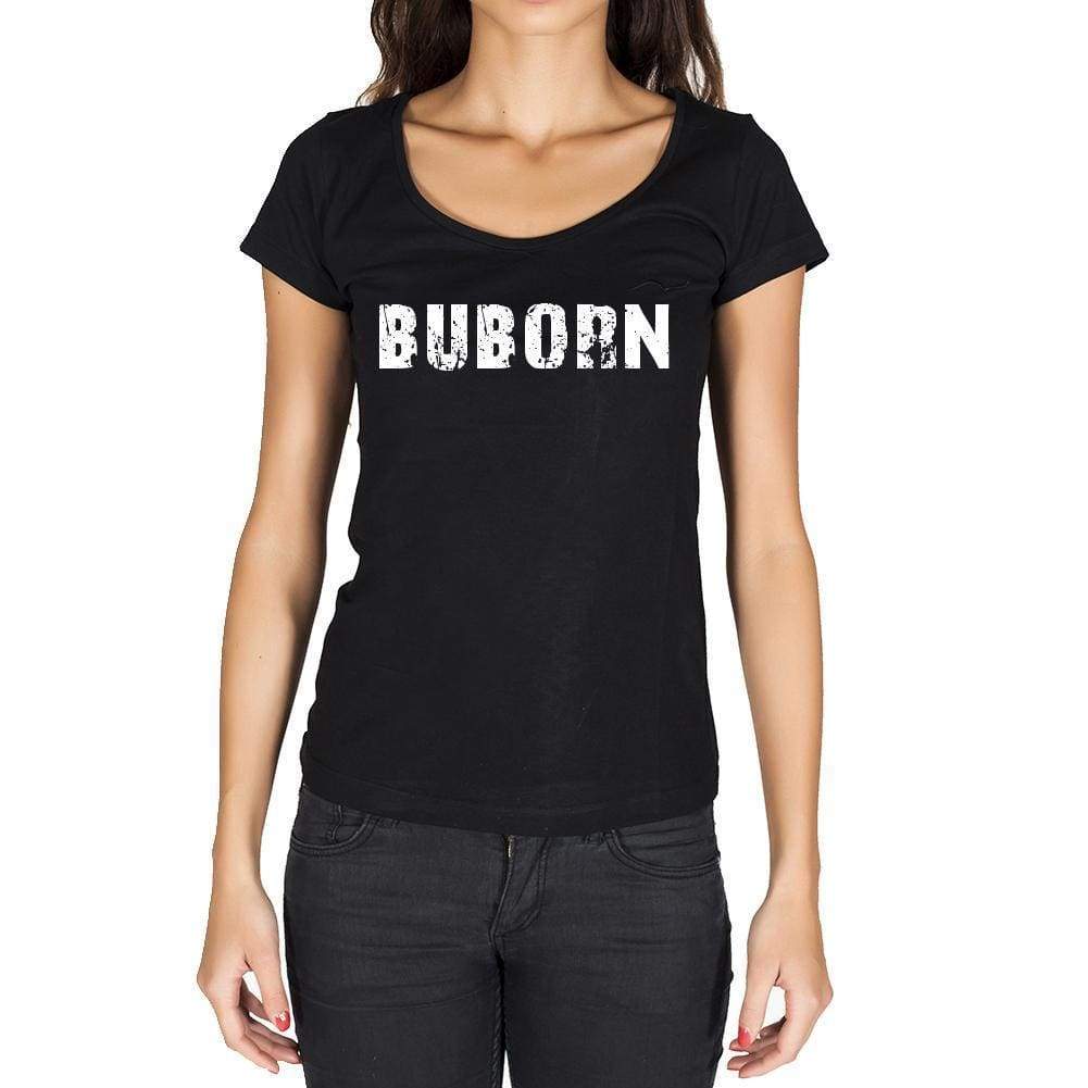 Buborn German Cities Black Womens Short Sleeve Round Neck T-Shirt 00002 - Casual