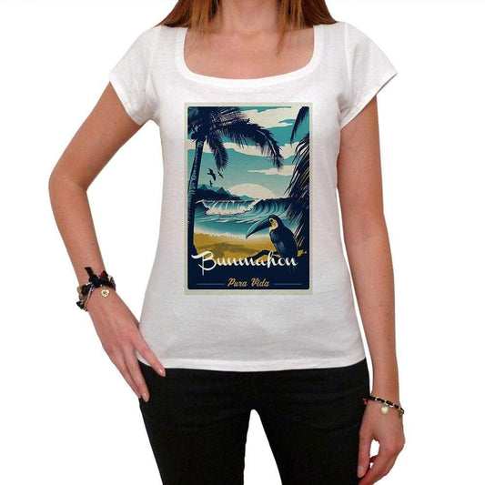 Bunmahon Pura Vida Beach Name White Womens Short Sleeve Round Neck T-Shirt 00297 - White / Xs - Casual