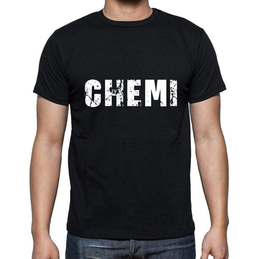 Chemi Mens Short Sleeve Round Neck T-Shirt 5 Letters Black Word 00006 - Casual