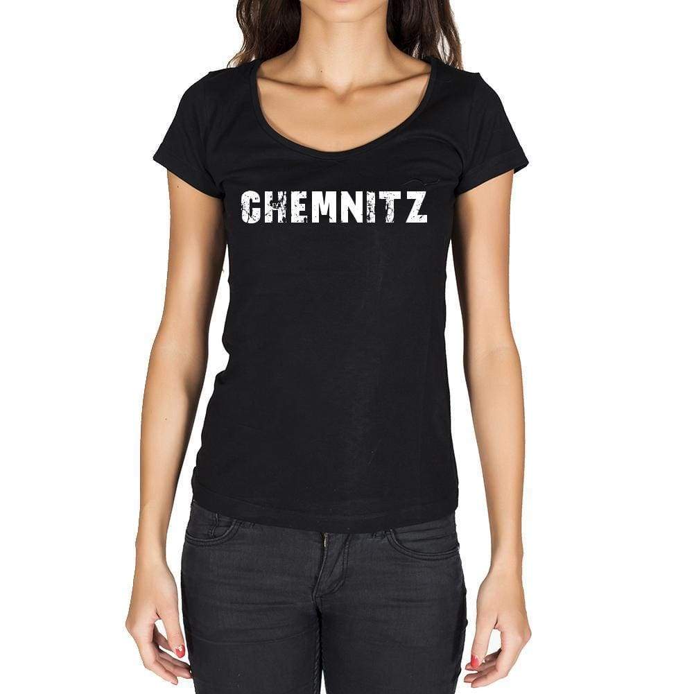 Chemnitz German Cities Black Womens Short Sleeve Round Neck T-Shirt 00002 - Casual