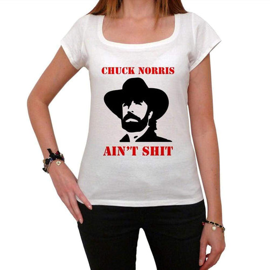 Chuck Norris Aint White Womens Short Sleeve Scoop Neck Tee 00218