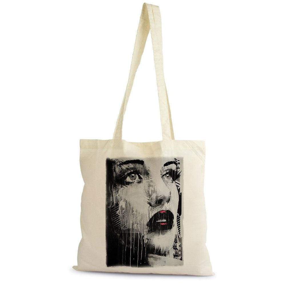 City Face H Tote Bag Shopping Natural Cotton Gift Beige 00272 - Beige / 100% Cotton - Tote Bag