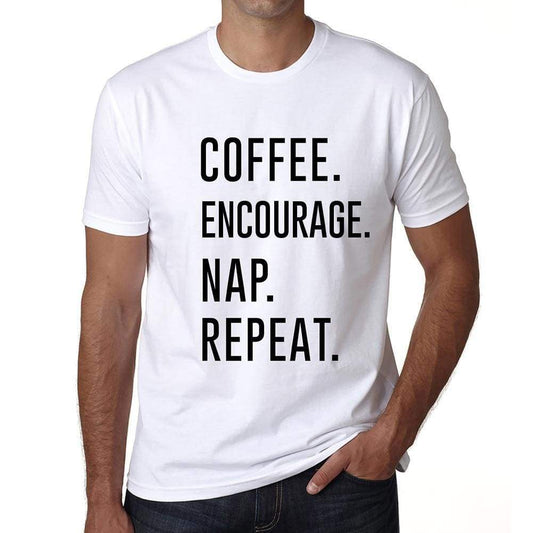 Coffee Encourage Nap Repeat Mens Short Sleeve Round Neck T-Shirt 00058 - White / S - Casual