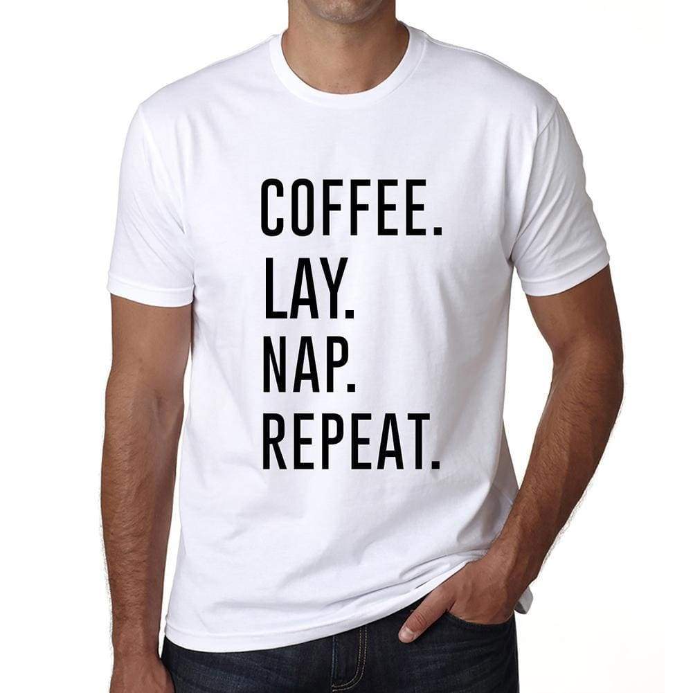 Coffee Lay Nap Repeat Mens Short Sleeve Round Neck T-Shirt 00058 - White / S - Casual