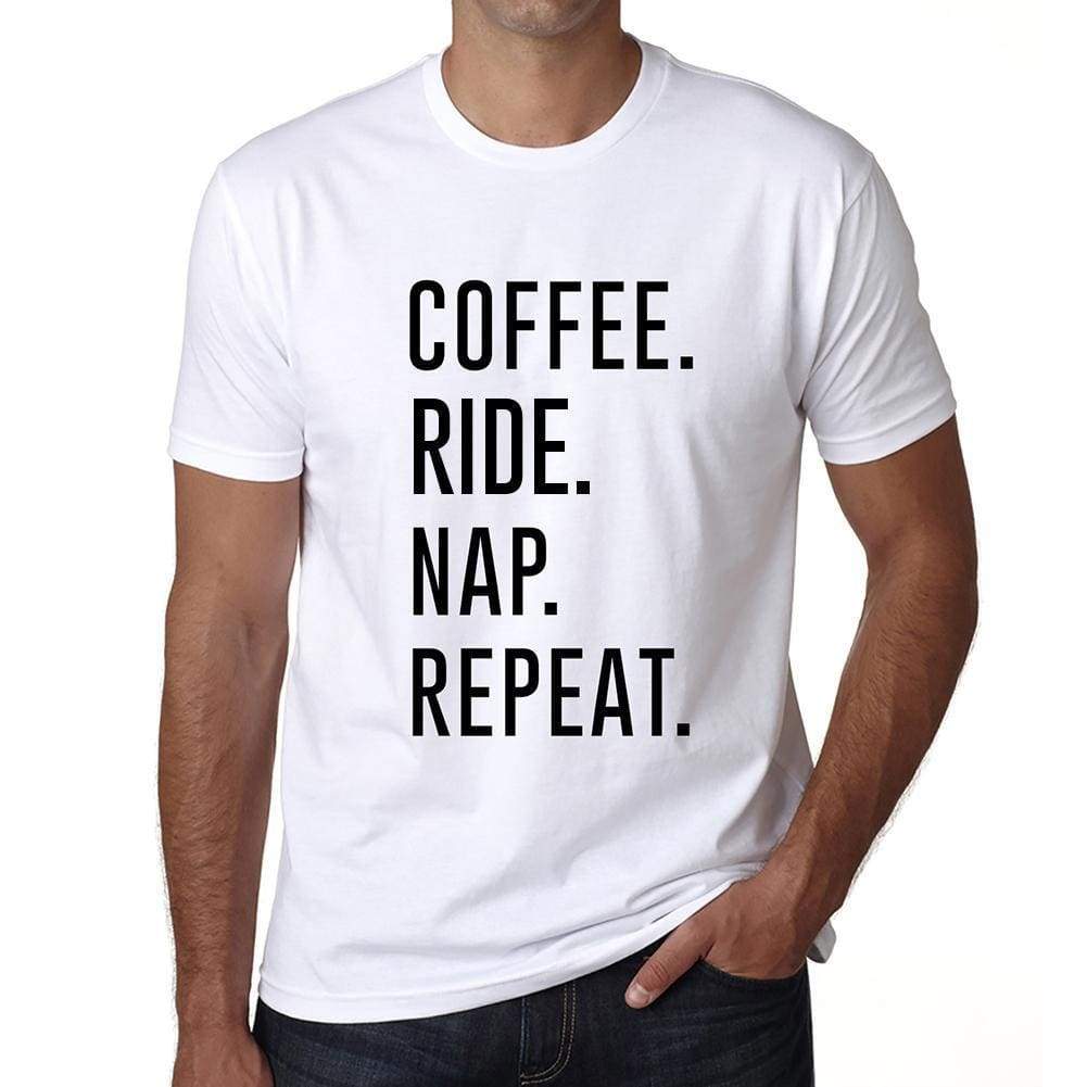 Coffee Ride Nap Repeat Mens Short Sleeve Round Neck T-Shirt 00058 - White / S - Casual