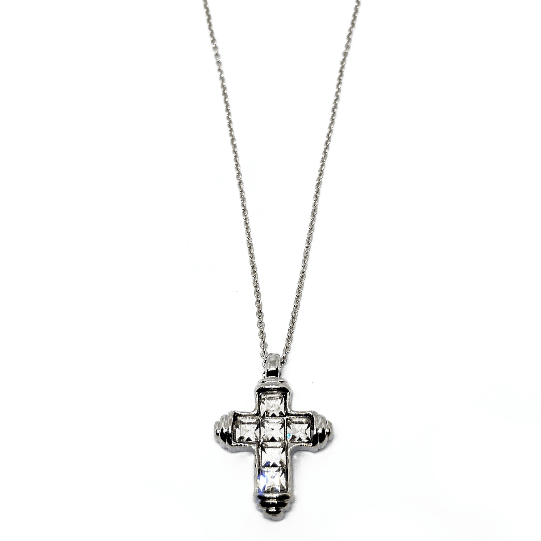 Collier Chaîne Couleur Argent Pendentif Croix - Collier