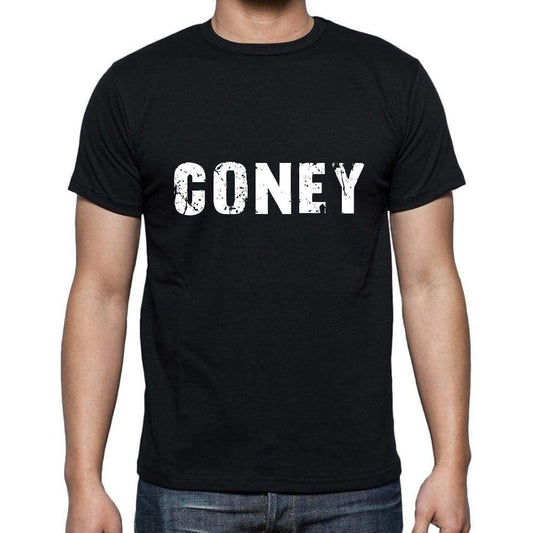 Coney Mens Short Sleeve Round Neck T-Shirt 5 Letters Black Word 00006 - Casual