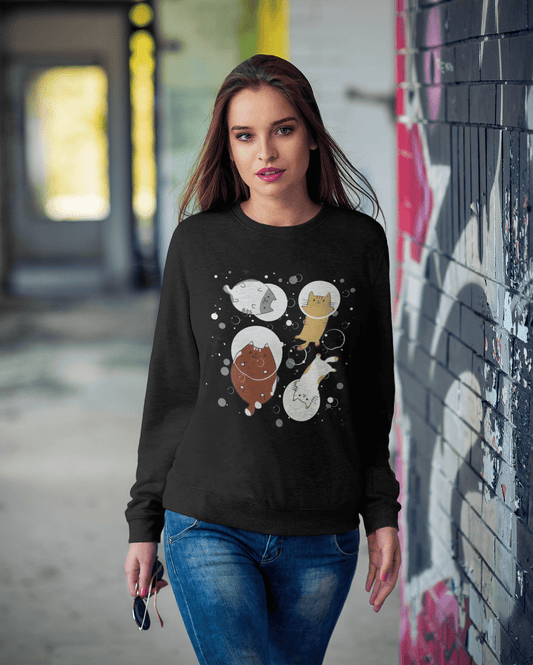 ULTRABASIC Damen Sweatshirt Flower Cat – Kätzchen Lustiger Pullover für Damen