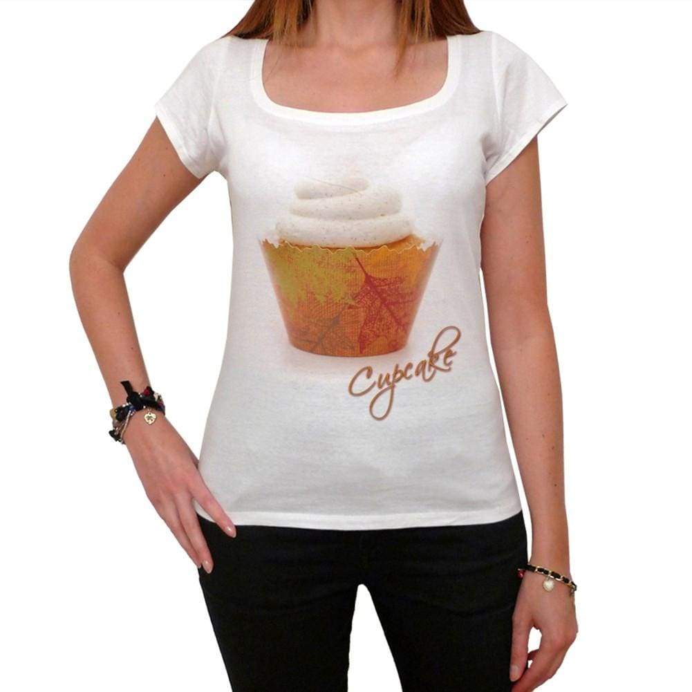 Cupcake Autumn Leaves Womens Short Sleeve Scoop Neck Tee 00152