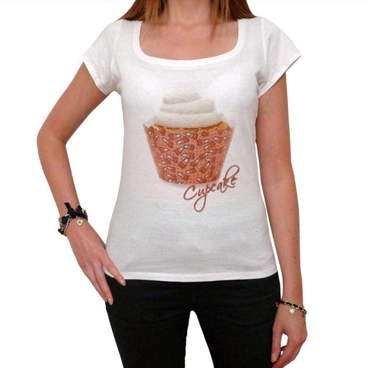 Cupcake Candy Corn Orange Yellow Womens Short Sleeve Scoop Neck Tee 00152