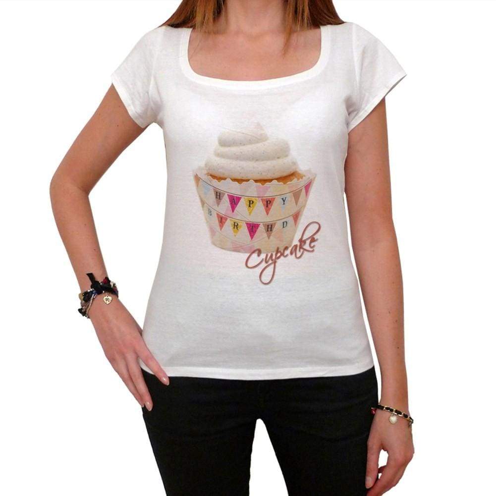 Cupcake Happy Birthday Womens Short Sleeve Scoop Neck Tee 00152