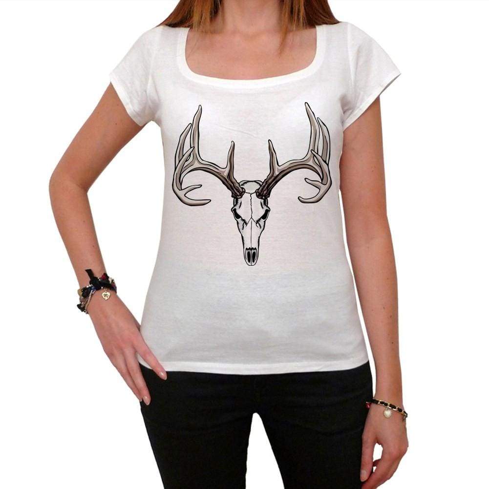 Deer Skull Tattoo Womens Short Sleeve Scoop Neck Tee 00161