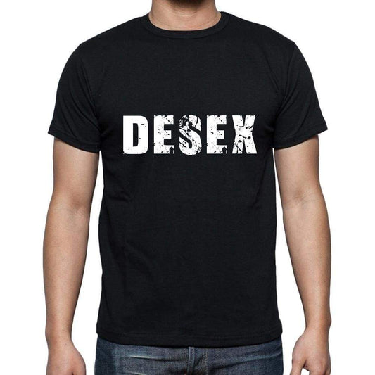 Desex Mens Short Sleeve Round Neck T-Shirt 5 Letters Black Word 00006 - Casual