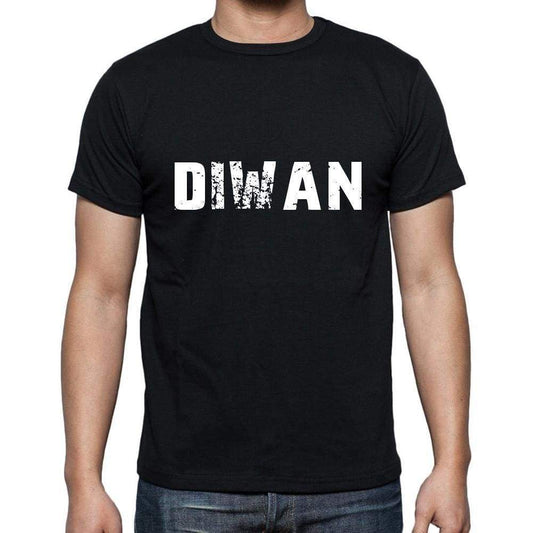 Diwan Mens Short Sleeve Round Neck T-Shirt 5 Letters Black Word 00006 - Casual