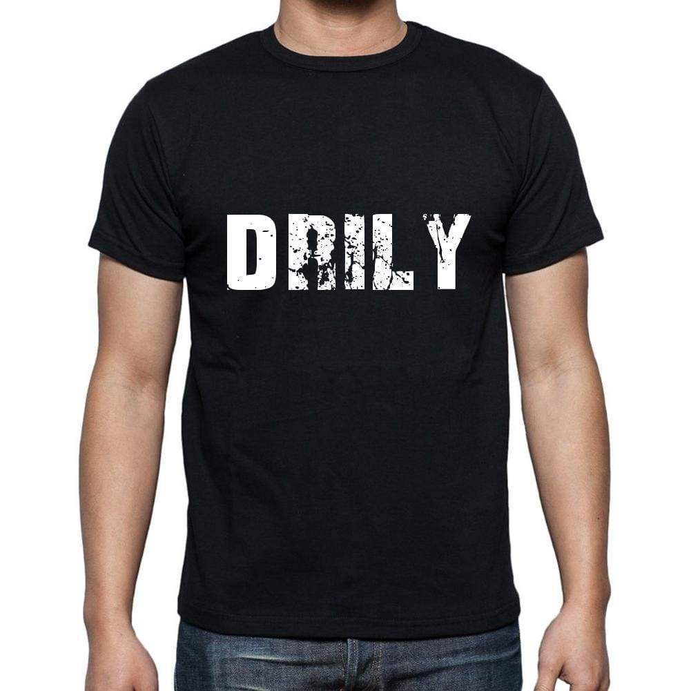 Drily Mens Short Sleeve Round Neck T-Shirt 5 Letters Black Word 00006 - Casual