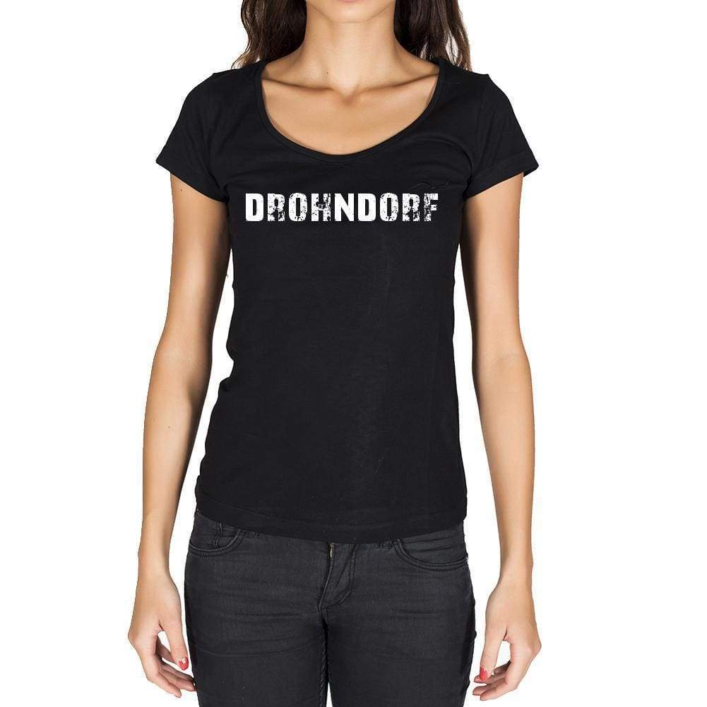 Drohndorf German Cities Black Womens Short Sleeve Round Neck T-Shirt 00002 - Casual