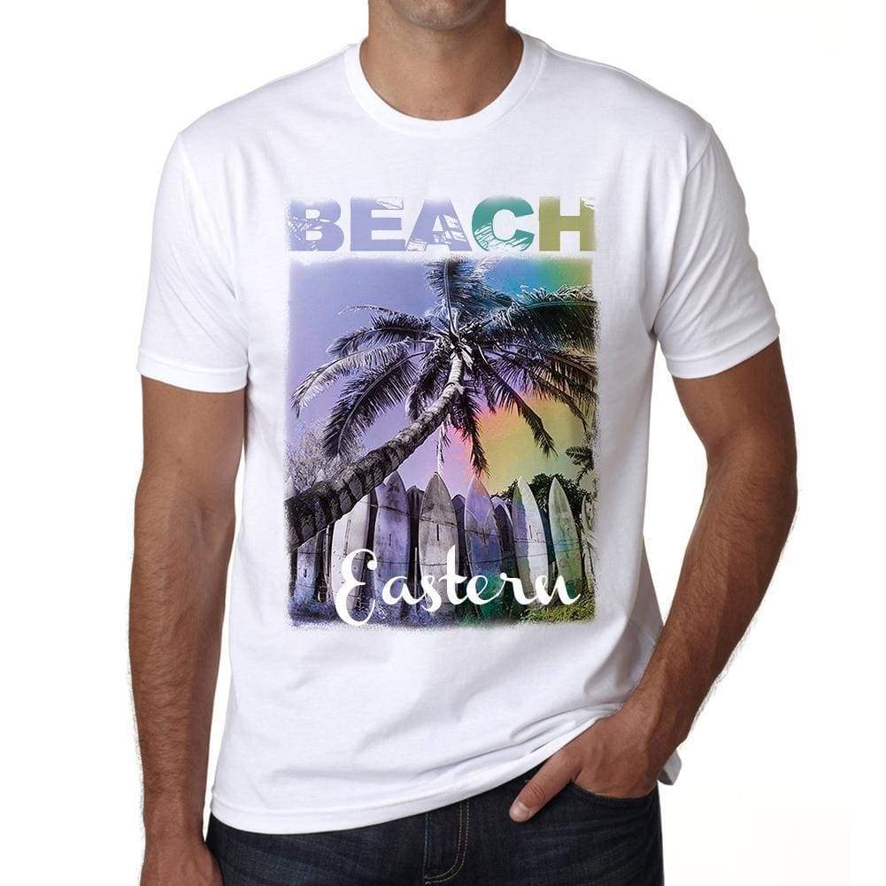 Eastern Beach Palm White Mens Short Sleeve Round Neck T-Shirt - White / S - Casual