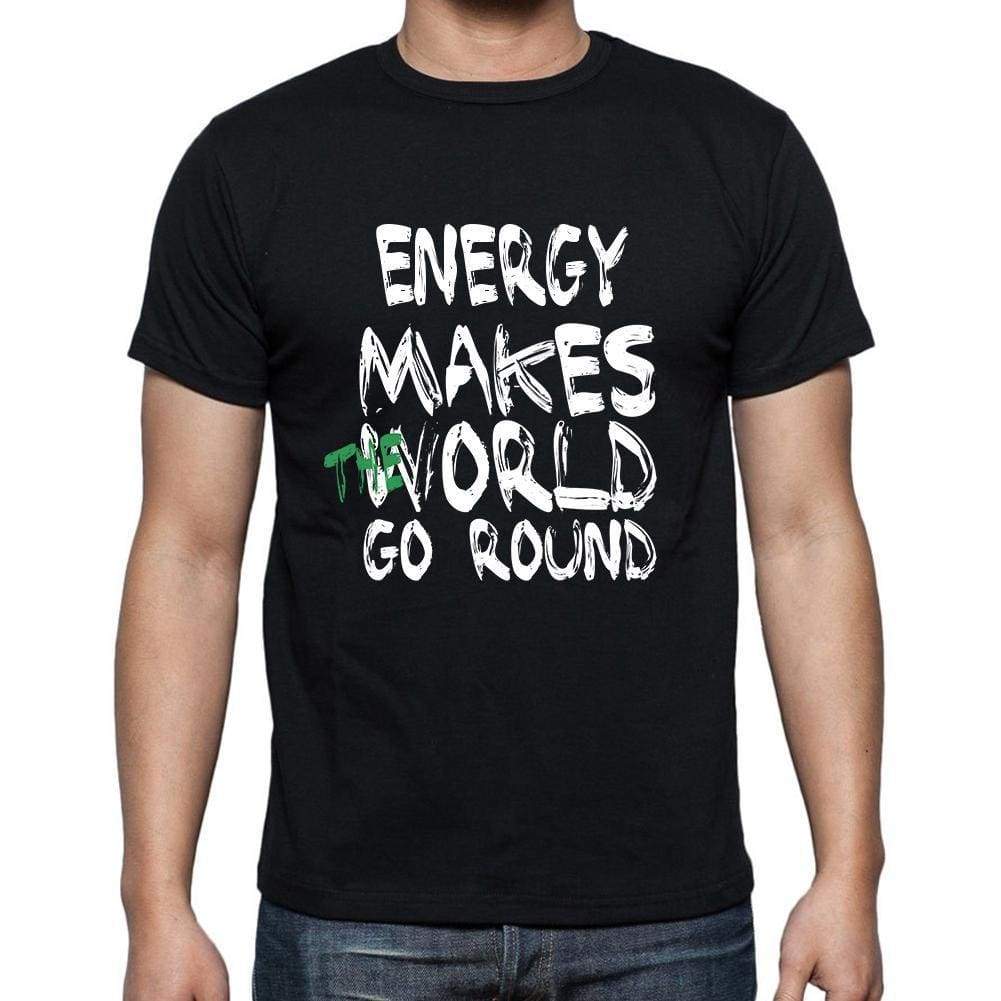 Energy World Goes Round Mens Short Sleeve Round Neck T-Shirt 00082 - Black / S - Casual