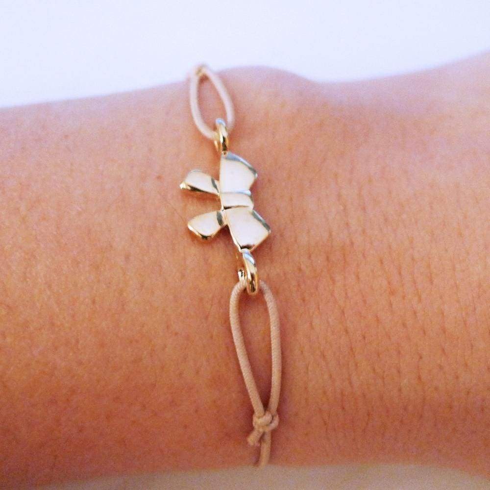 Gold Bow Beige Bracelet