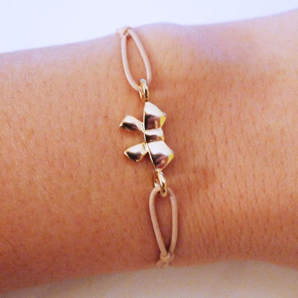 Gold Bow Beige Bracelet