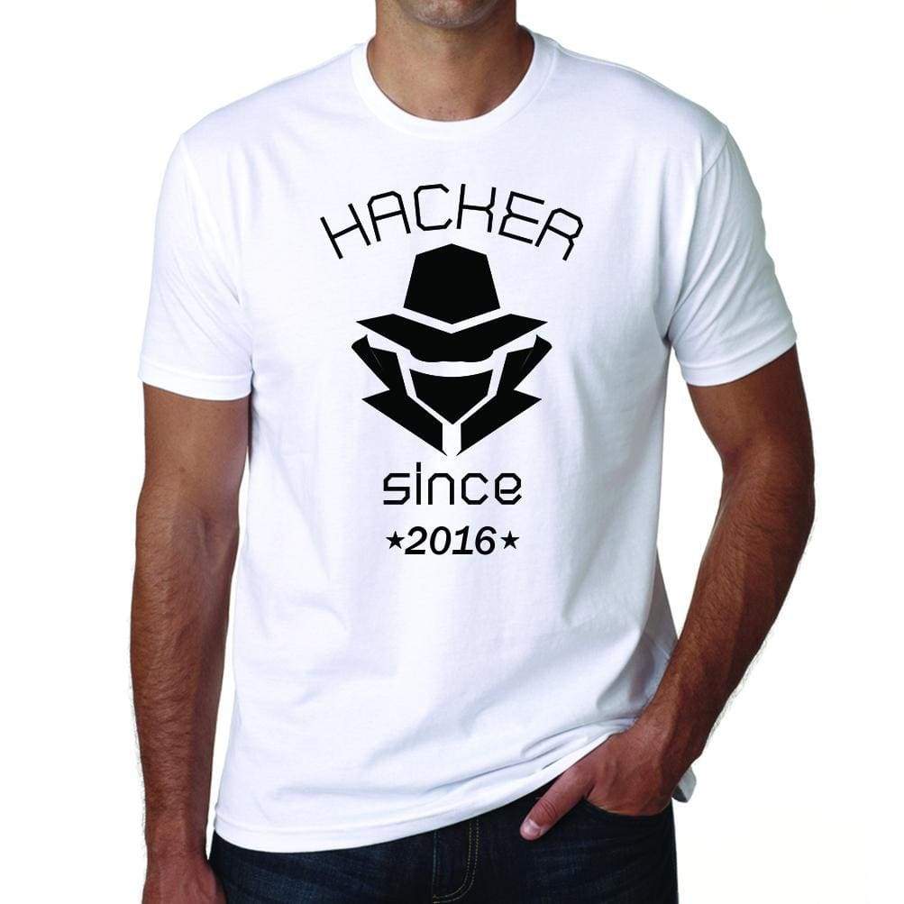 Hacker 2016 Mens Short Sleeve Round Neck T-Shirt 00087 - White / S - Casual