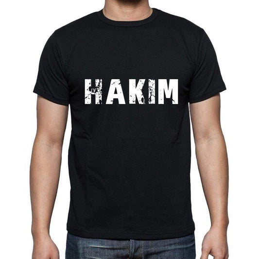 Hakim Mens Short Sleeve Round Neck T-Shirt 5 Letters Black Word 00006 - Casual