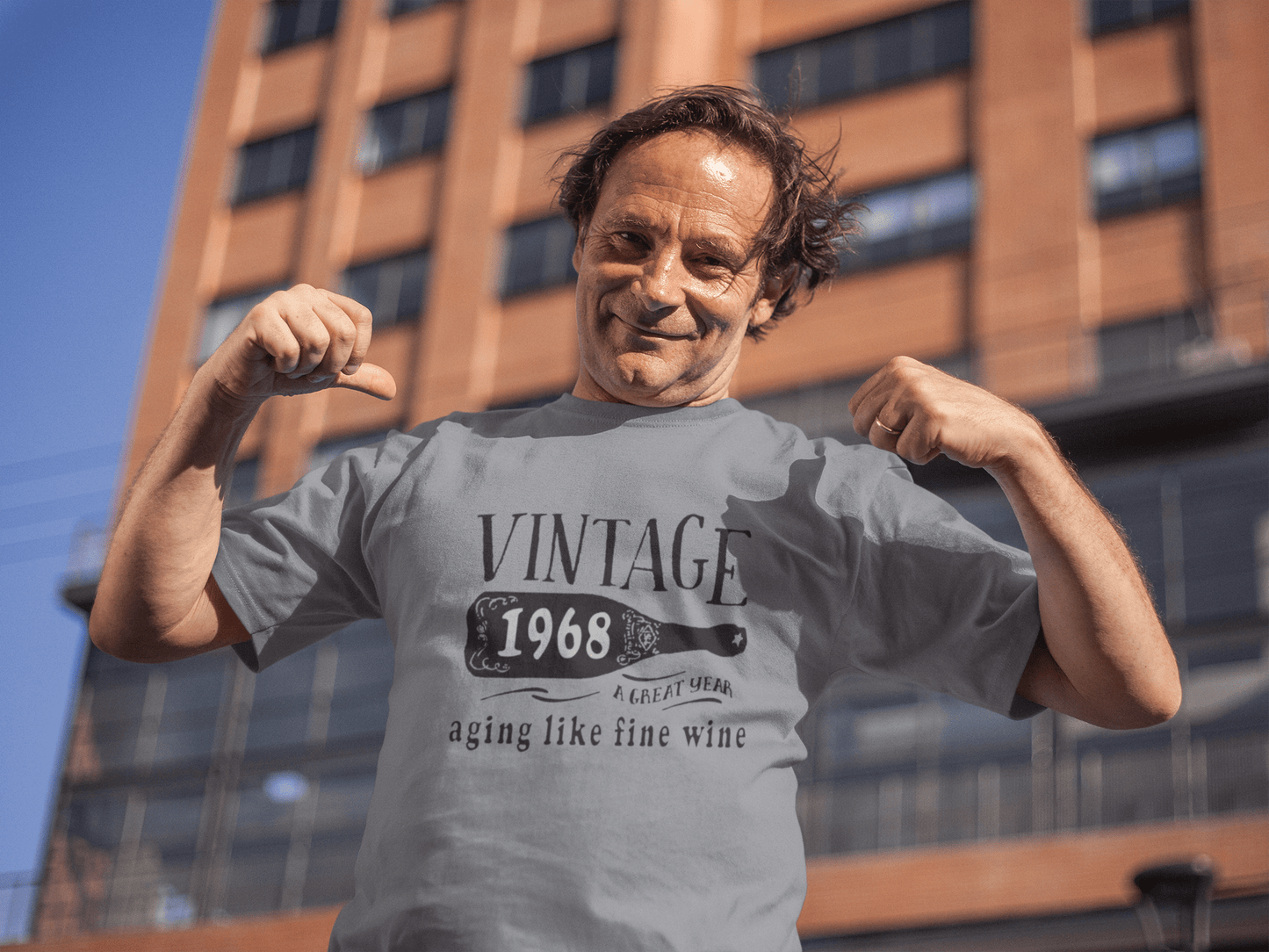 1968 Aging Like a Fine Wine Men's T-shirt Grey Birthday Gift 00459