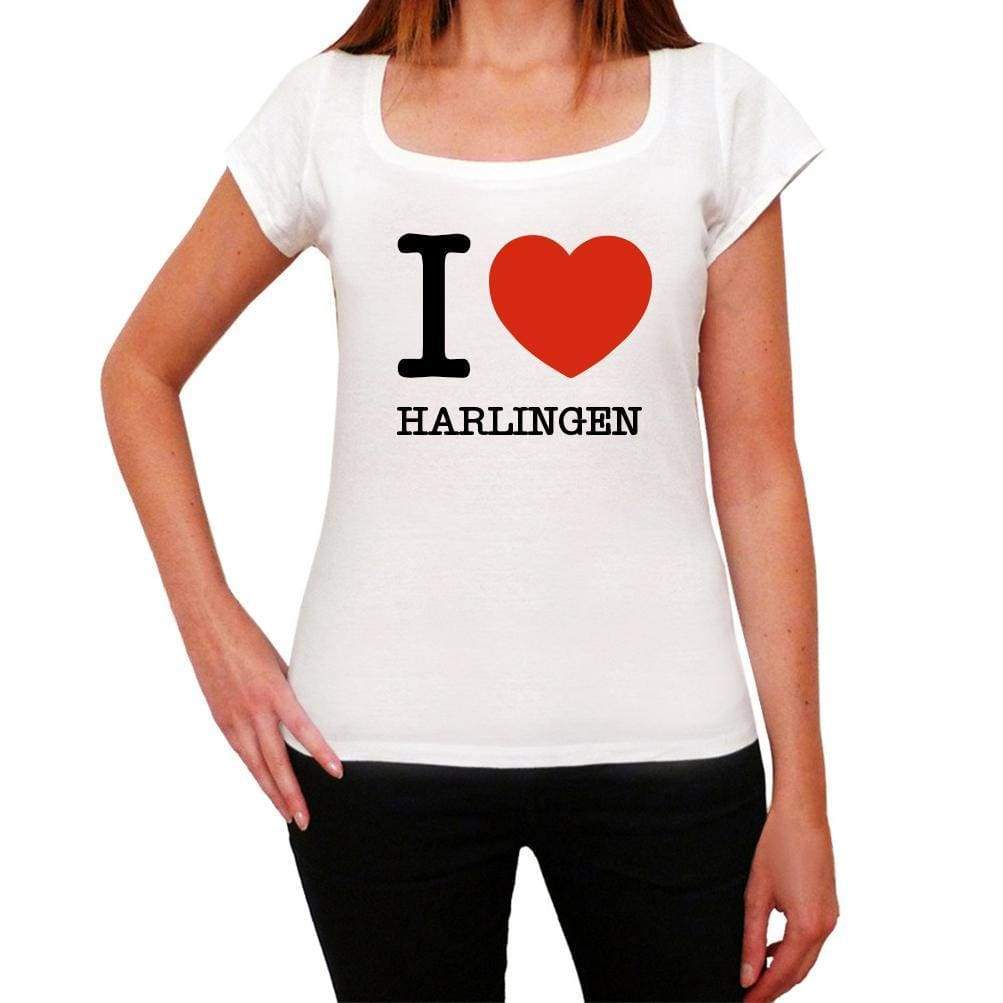 Harlingen I Love Citys White Womens Short Sleeve Round Neck T-Shirt 00012 - White / Xs - Casual