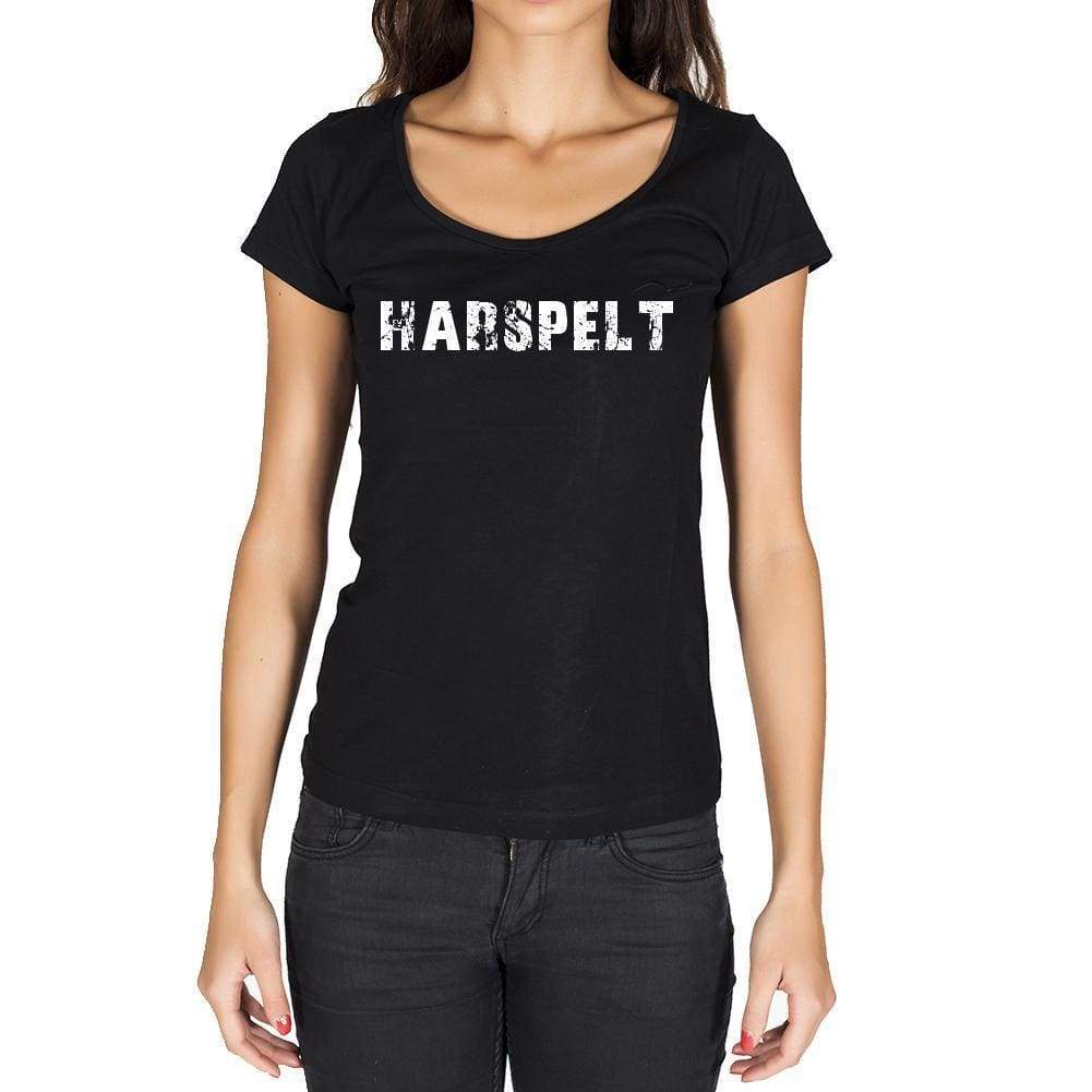 Harspelt German Cities Black Womens Short Sleeve Round Neck T-Shirt 00002 - Casual