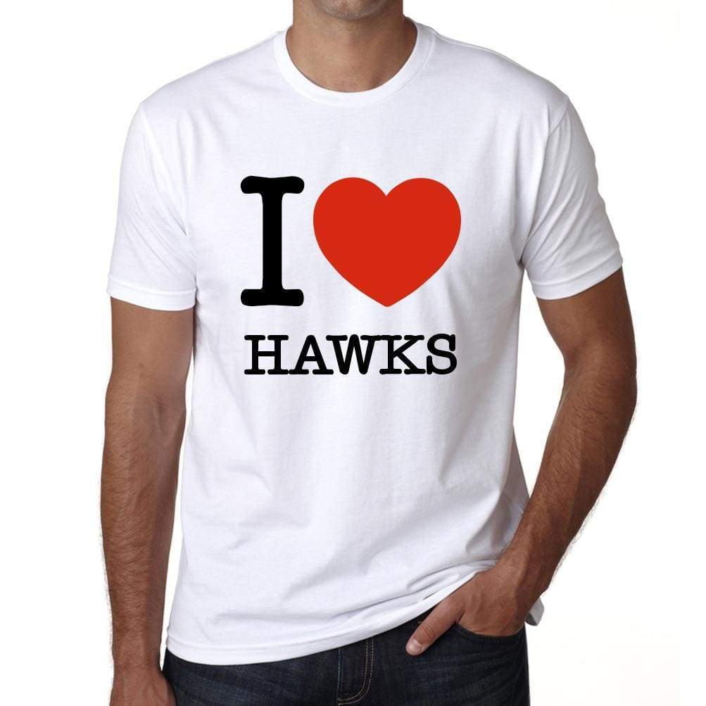 Hawks I Love Animals White Mens Short Sleeve Round Neck T-Shirt 00064 - White / S - Casual