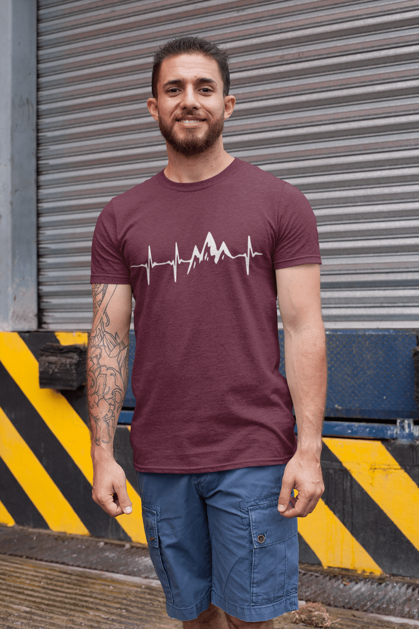 Ultrabasic - Homme T-Shirt Graphique Rythme Cardiaque de Montagne