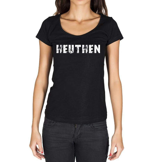 Heuthen German Cities Black Womens Short Sleeve Round Neck T-Shirt 00002 - Casual