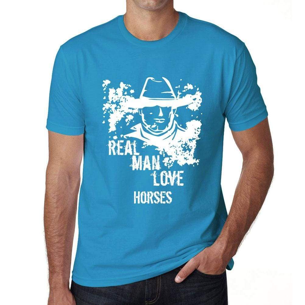 Horses Real Men Love Horses Mens T Shirt Blue Birthday Gift 00541 - Blue / Xs - Casual