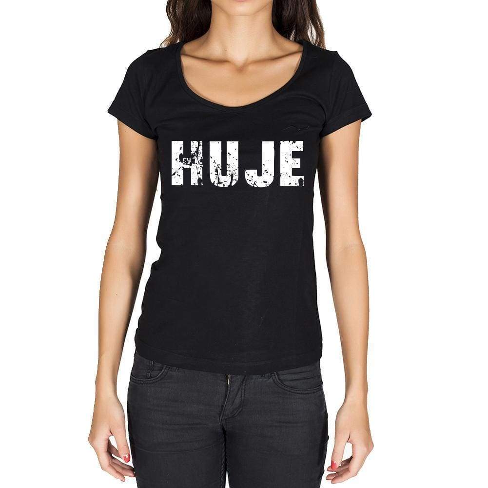 Huje German Cities Black Womens Short Sleeve Round Neck T-Shirt 00002 - Casual